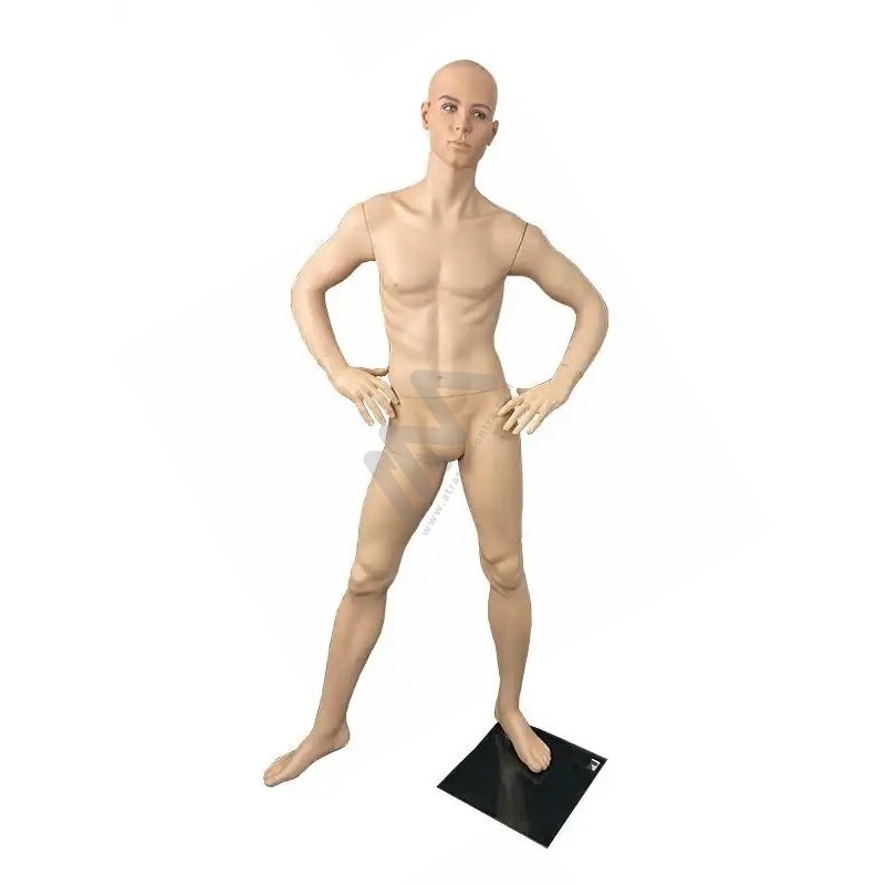 Manequim Homem com Cabeça Creme Atrás da Montra Manequim Homem com Cabeça Creme Atrás da Montra