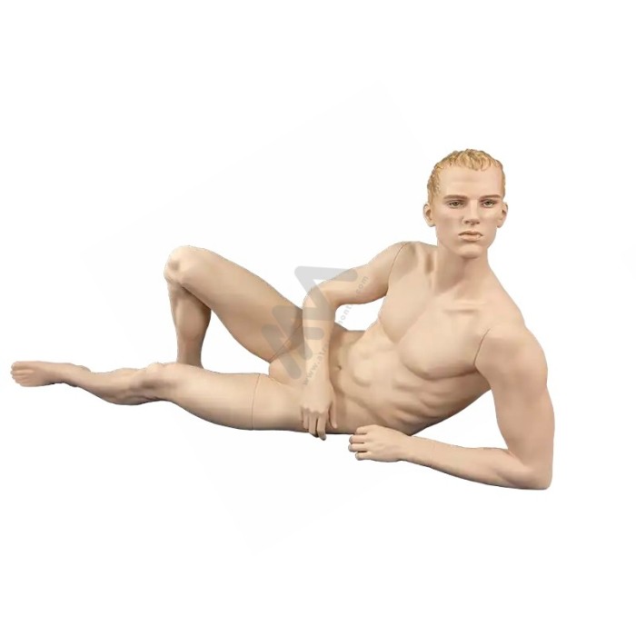 Cream Lying Men Mannequin with Head Atrás da Montra