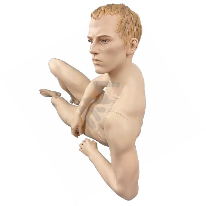 Cream Lying Men Mannequin with Head Atrás da Montra