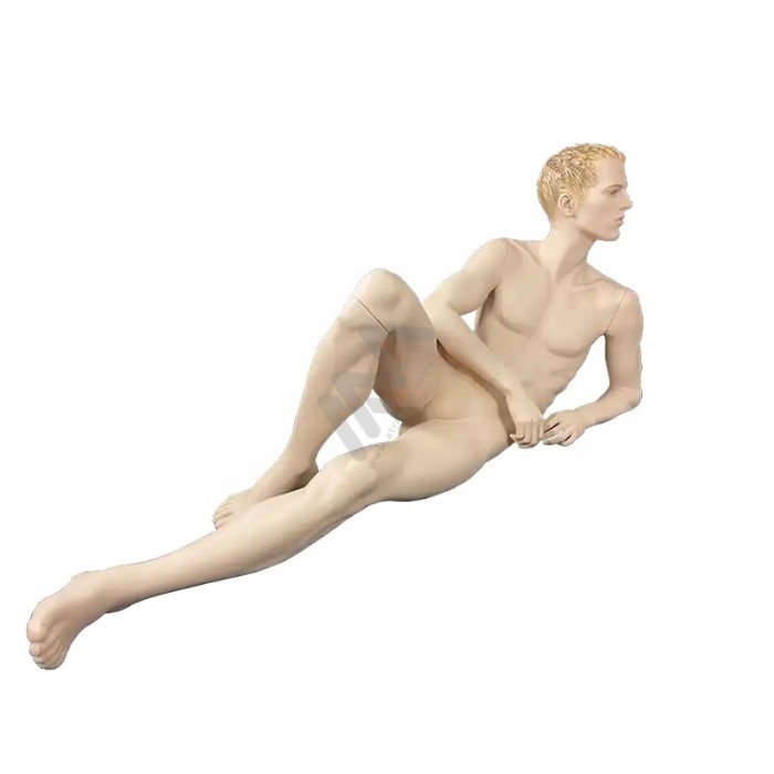 Cream Lying Men Mannequin with Head Atrás da Montra