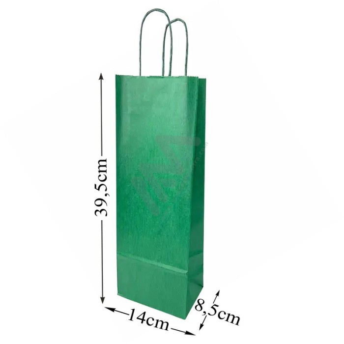 Green Kraft paper wine bags 14x39,5x8,5