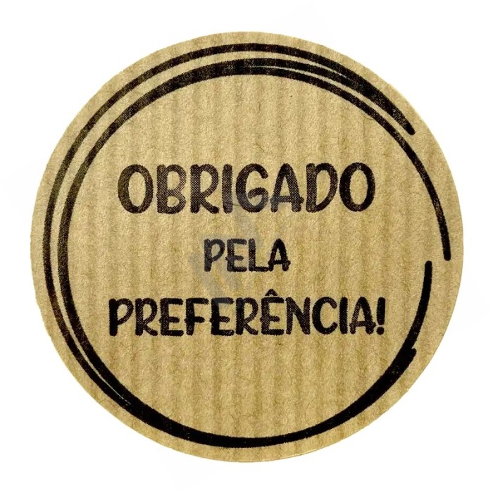 Roll with 200 kraft wrapping labels "OBRIGADO PELA PREFERÊNCIA"