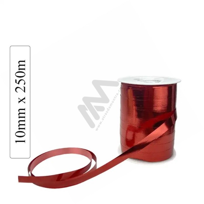 Red METAL decorative wrapping tape 10mm x 250m