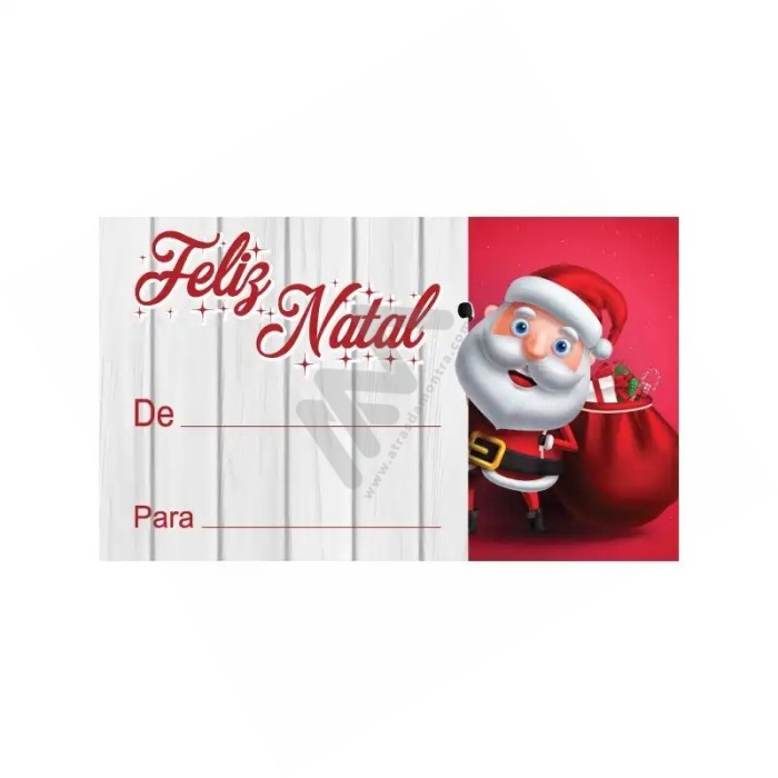 Rolo C/200 etiquetas embrulho Natal "Feliz Natal De: Para:"