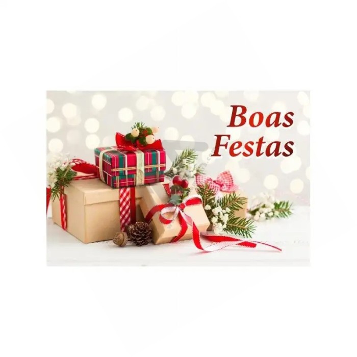 Rolo C/200 etiquetas embrulho Natal "Boas Festas"