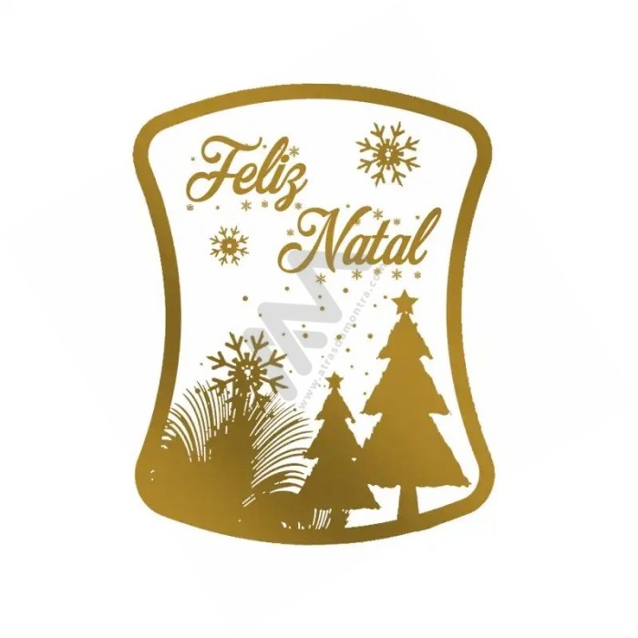 Rolo C/200 etiquetas embrulho Natal "Feliz Natal" - Ouro