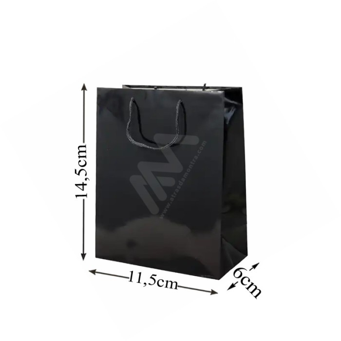 Black Rope Handle Paper Bag 210 g/m² 11,5x14,5x6