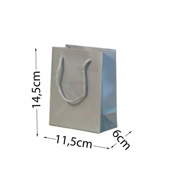 Silver Rope Handle Paper Bag 210 g/m² 11,5x14,5x6