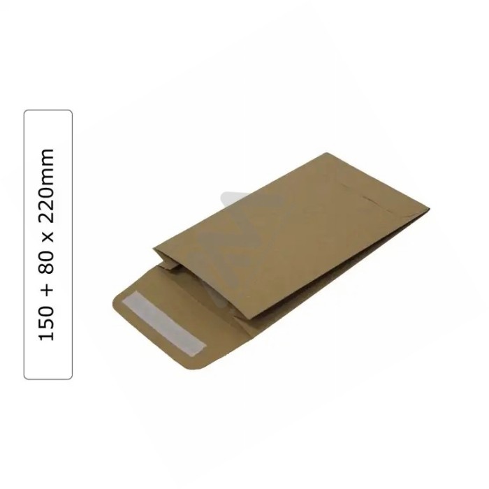 Envelopes Kraft 150+80x220mm - Pack 100 uni.