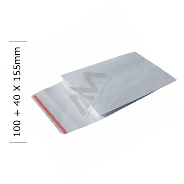 White GIFT ENVELOPES 100+40x150 with adhesive ribbon - 100 units