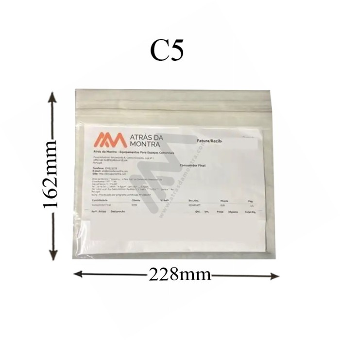 Envelopes Auto-adesivos Porta Documentos C5 228x162mm
