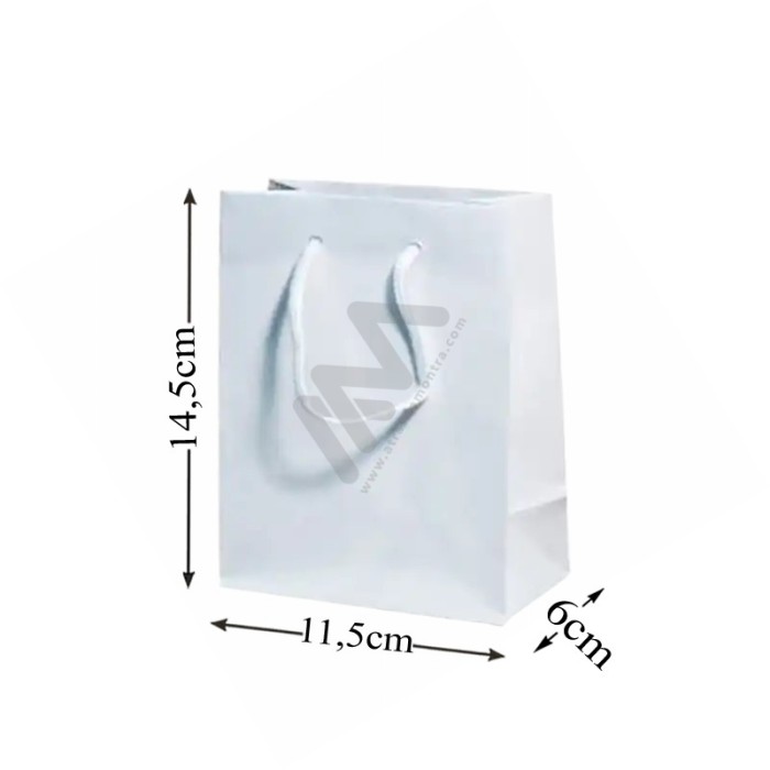 White Rope Handle Paper Bag 210 g/m² 11,5x14,5x6