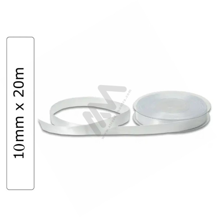 White satin wrapping tape 10 mm x 20m