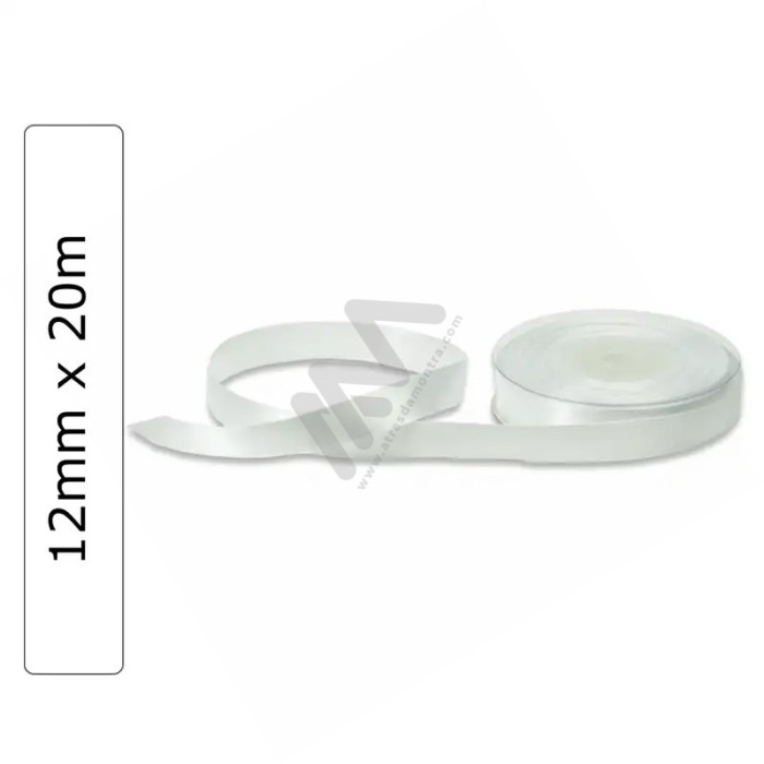 White satin wrapping tape 12 mm x 20m