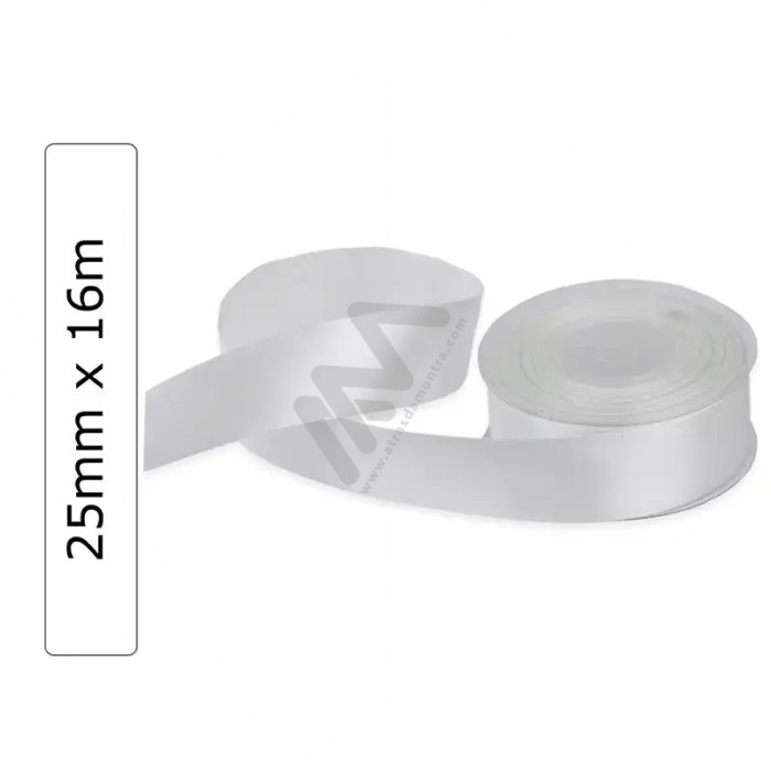 White satin wrapping tape 25 mm x 16m