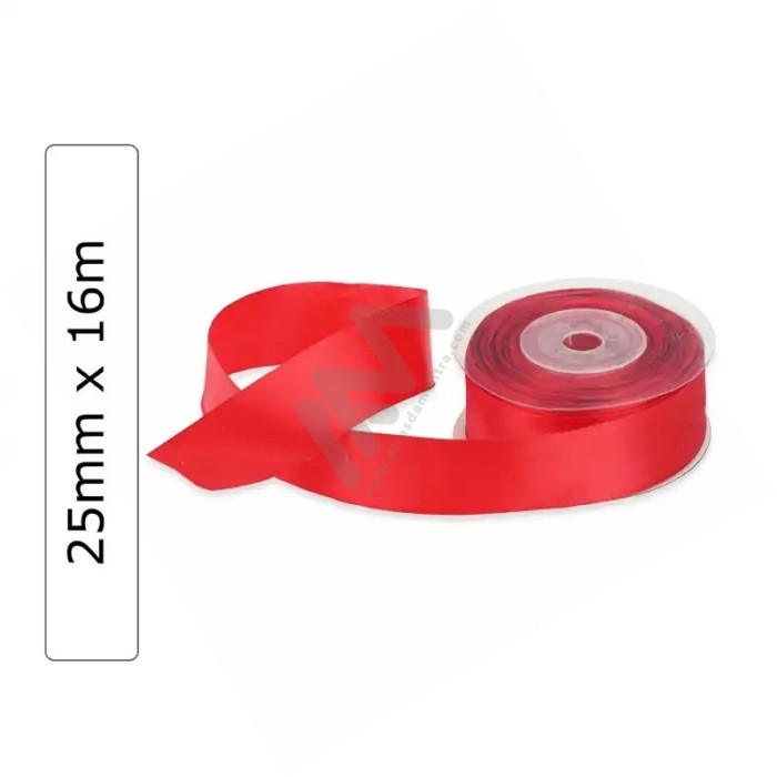 Red satin wrapping tape 25 mm x 16m