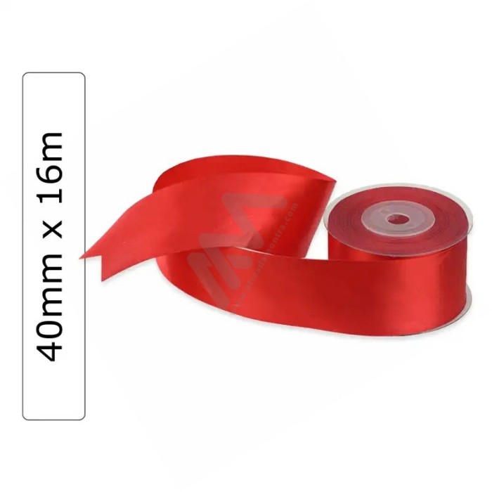 Red satin wrapping tape 40 mm x 16m