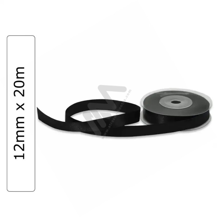 Black satin wrapping tape 12 mm x 20m