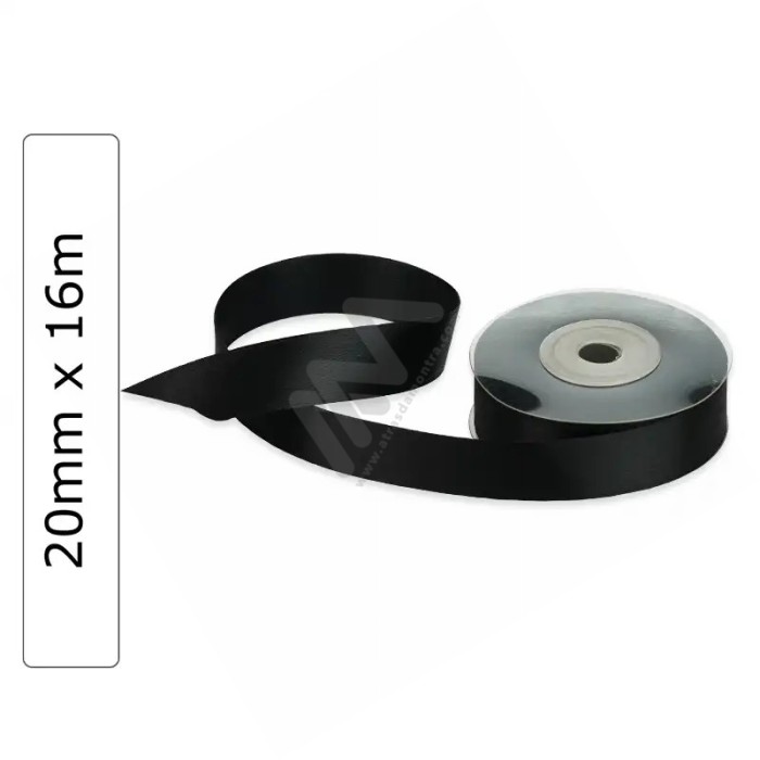 Black satin wrapping tape 20 mm x 16m