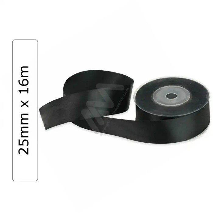 Black satin wrapping tape 25 mm x 16m