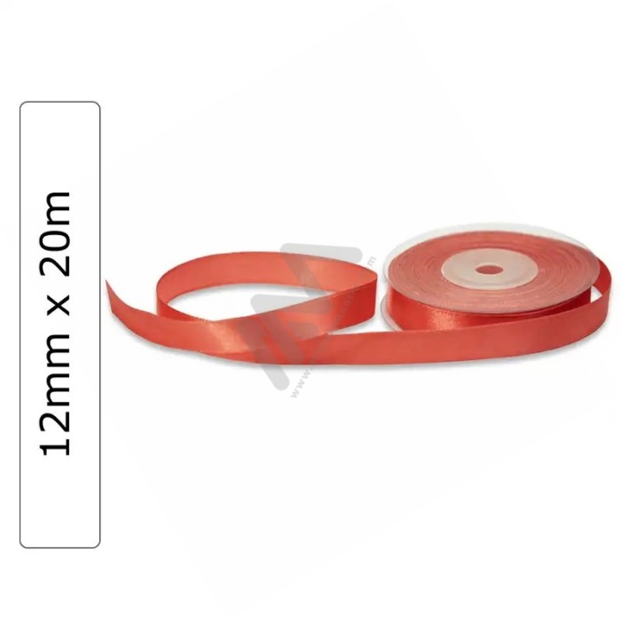 Red satin wrapping tape 12 mm x 20m