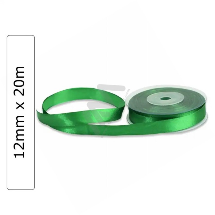 Green satin wrapping tape 12 mm x 20m