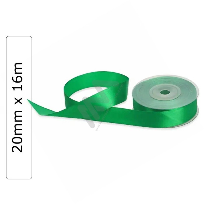 Green satin wrapping tape 20 mm x 16m