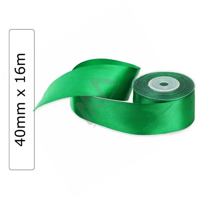 Green satin wrapping tape 40 mm x 16m