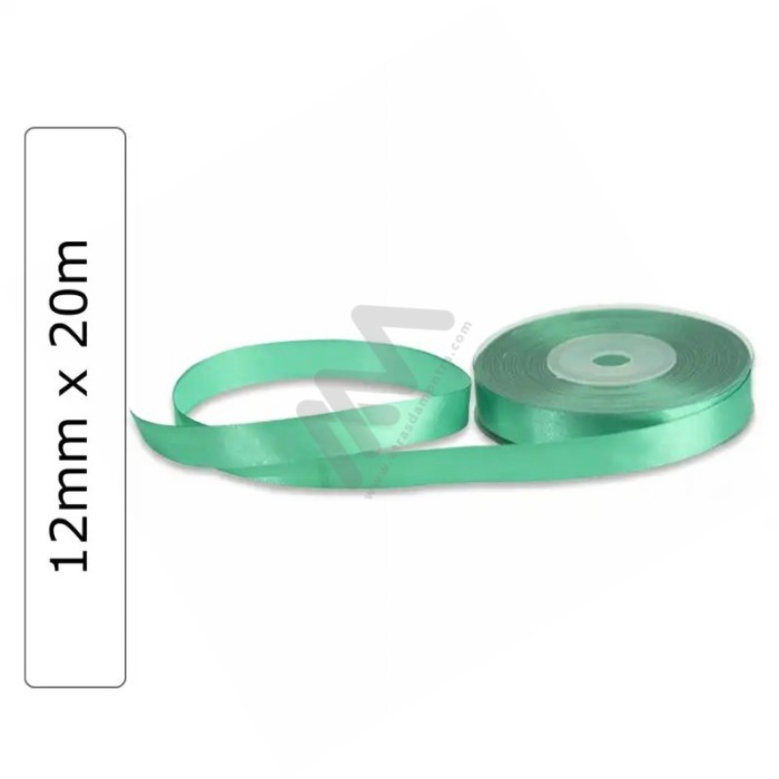 Green satin wrapping tape 12 mm x 20m