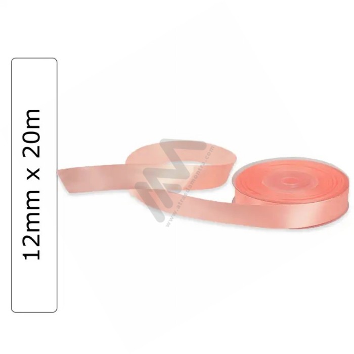 Salmon colour satin wrapping tape 12 mm x 20m