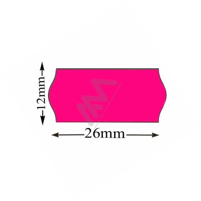 Roll of coloured price labels 26x12 Fluorescent pink