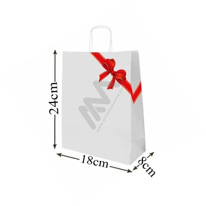Twisted wing paper bags Christmas 18x24x8 Pack of 25 Uni
