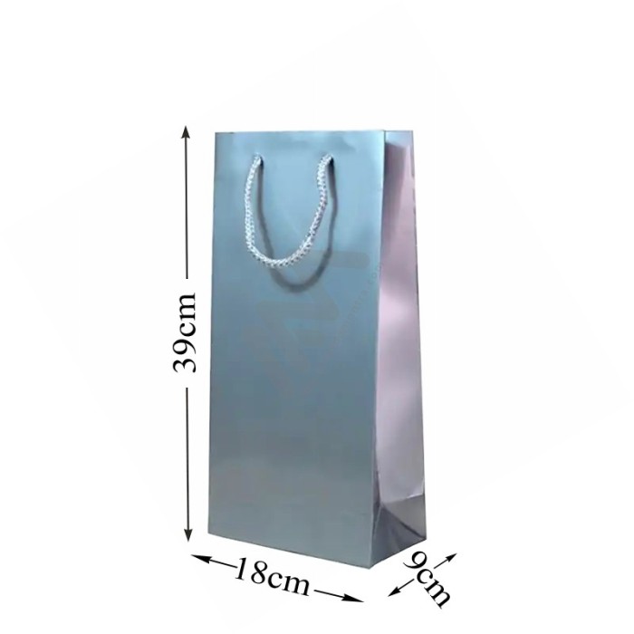 Silver Rope Handle Paper Bag 210 g/m² 18x39x9 - 12 units