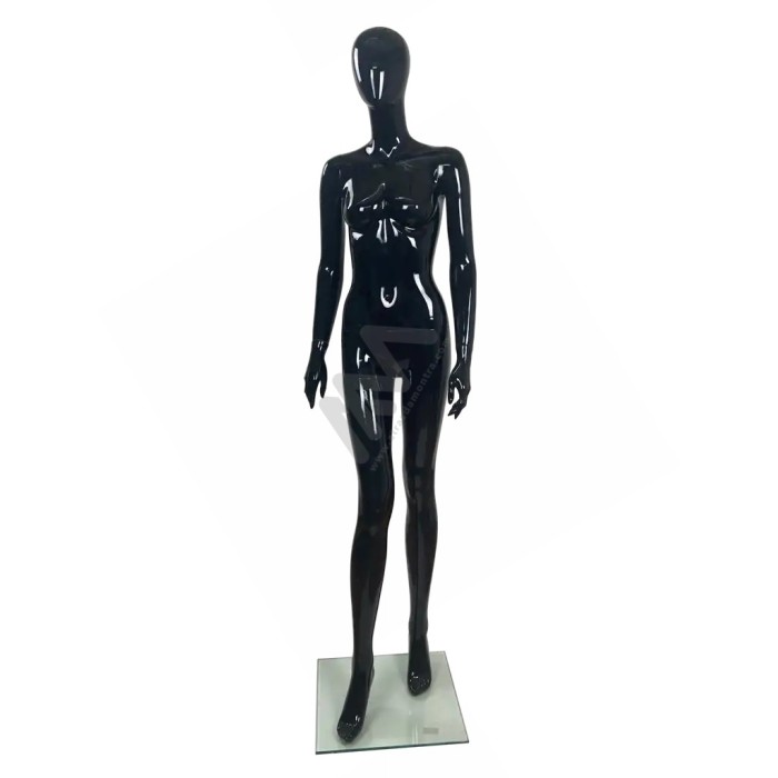 Manequim Senhora / Mulher com Cabeça sem feições Preto Brilhante %shop-name%