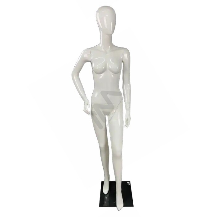 Manequim Senhora / Mulher com Cabeça sem feições Branco Brilhante %shop-name%
