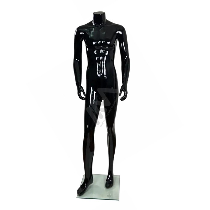 Manequim Homem sem Cabeça Preto Brilhante %shop-name%