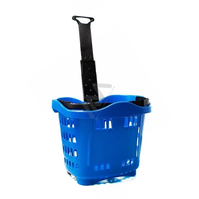 43L Supermarket plastic basket w / wheels