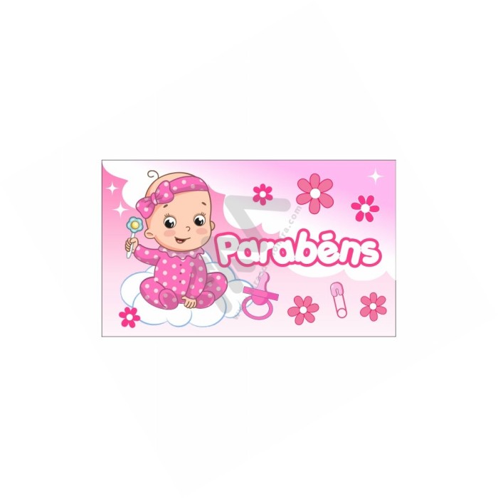 Roll with 200 Sticker Labels "Parabéns" - Pink