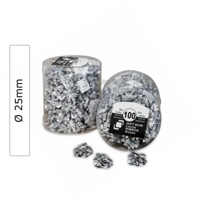 Box 100 Silver Metal mini ribbon gift ties Ø 25mm