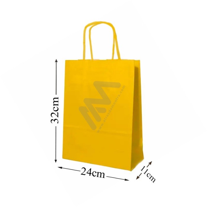 Yellow Twisted Handle Paper Bags 24x32x11