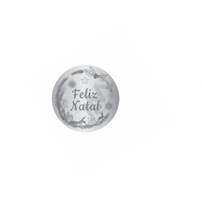 Roll with 200 Sticker Labels "Feliz Natal" *812 - Silver