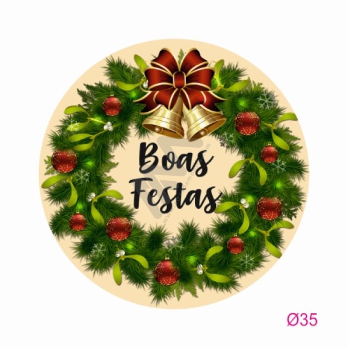 Roll with 200 Sticker Labels "Boas Festas"