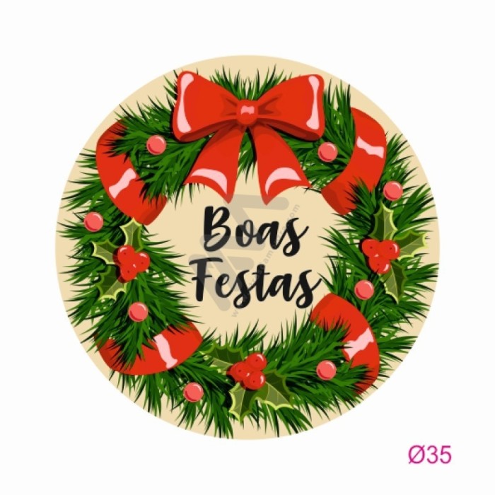 Roll with 200 Sticker Labels "Boas Festas"