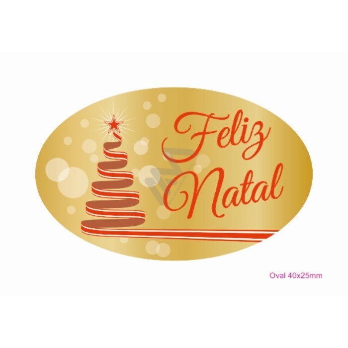 Roll with 200 Sticker Labels "Feliz Natal"
