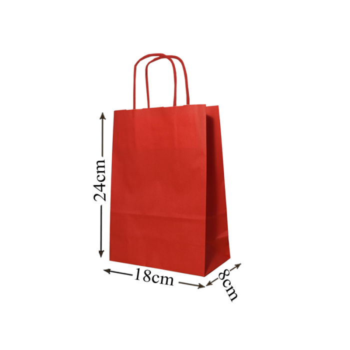 Red Twisted Handle Paper Bags 18x24x8