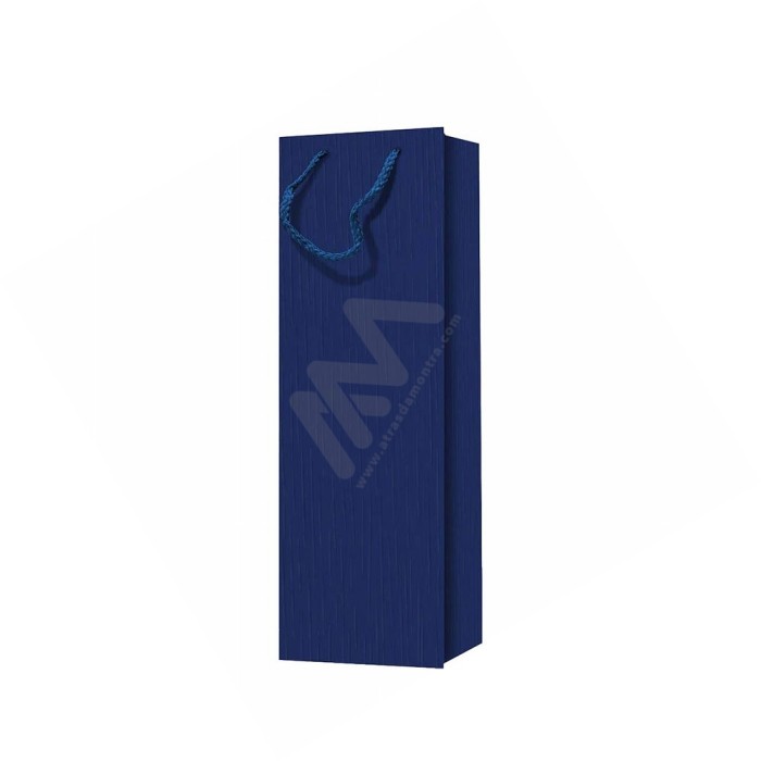 Sacos de Papel 210 g/m² Asa Cordão Azul Kraft p/ garrafas 12x36x9
