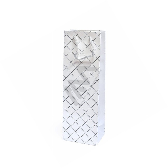 210 g/m² Checkered White Rope Handle Paper Bags for bottles 12x36x9