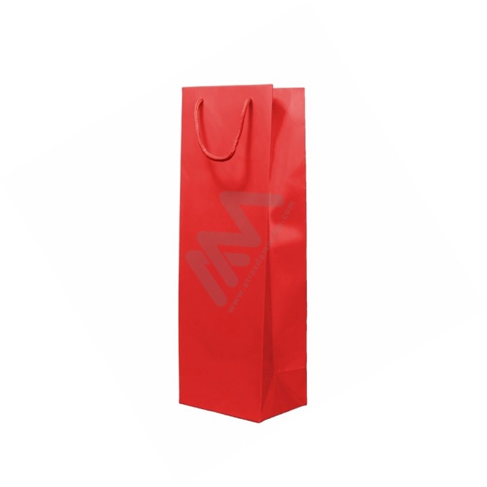 210 g/m² Matte Red Rope Handle Paper Bags for bottles 12x36x9