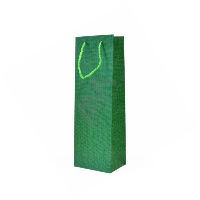 210 g/m² Matte Green Rope Handle Paper Bags for bottles 12x36x9
