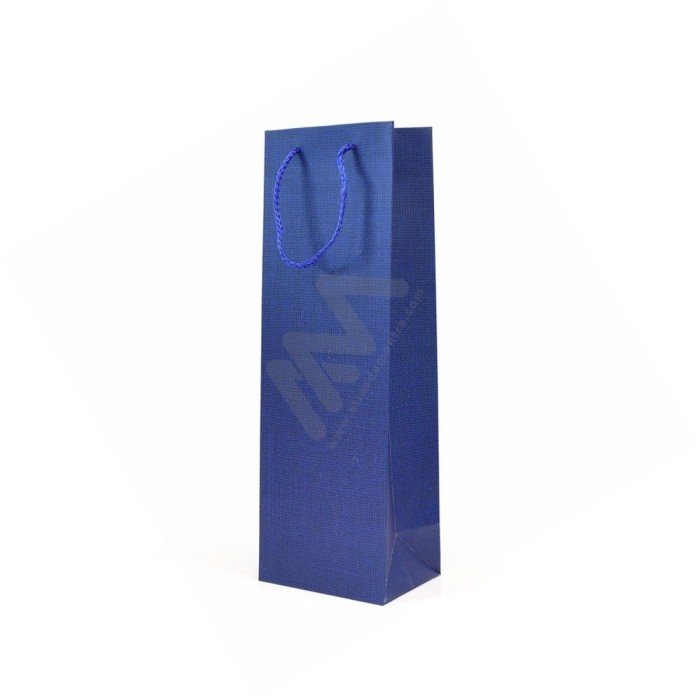 Sacos de Papel 210 g/m² Asa Cordão Azul Mate p/ garrafas 12x36x9